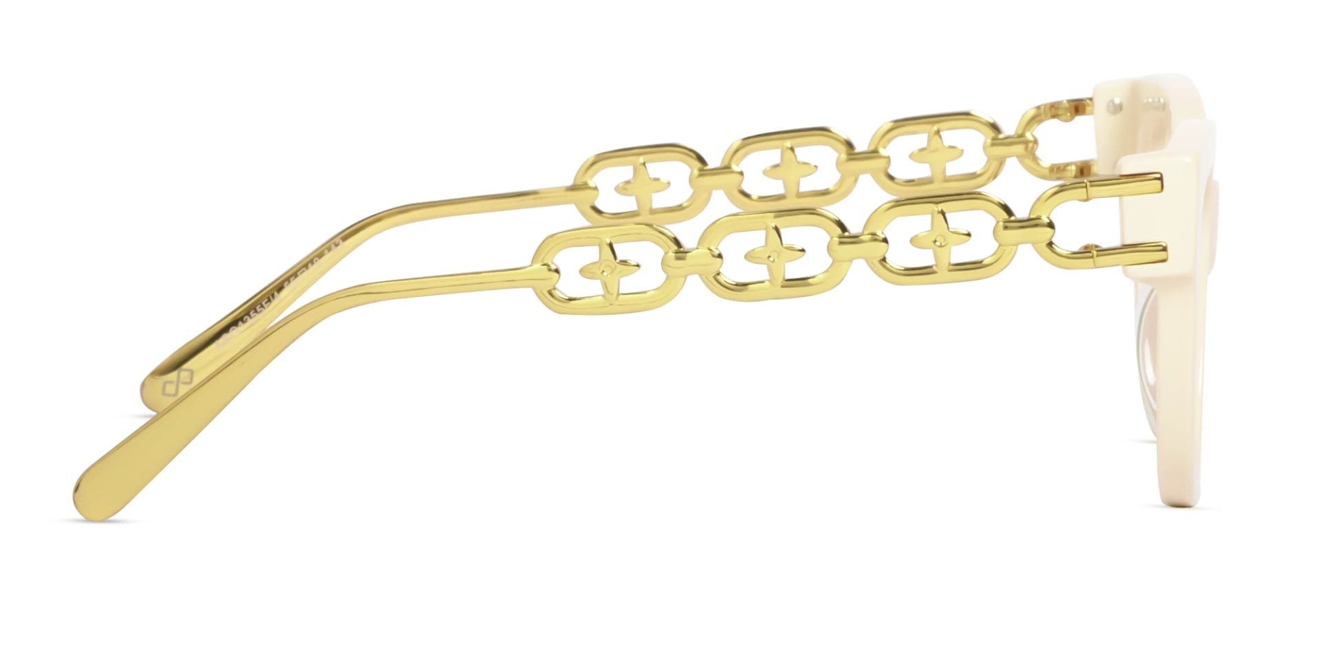 Beige & Gold Square Frame With Blue Tint Sunglasses-4