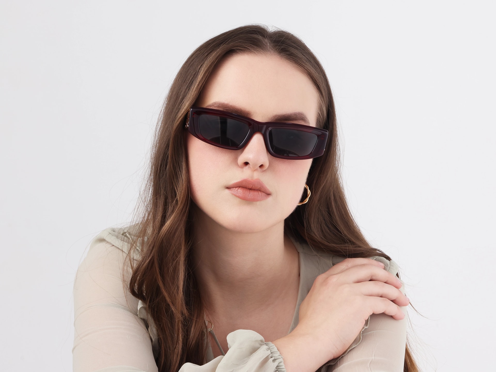 Cherry Red Frame With Dark Grey Tint Sunglasses