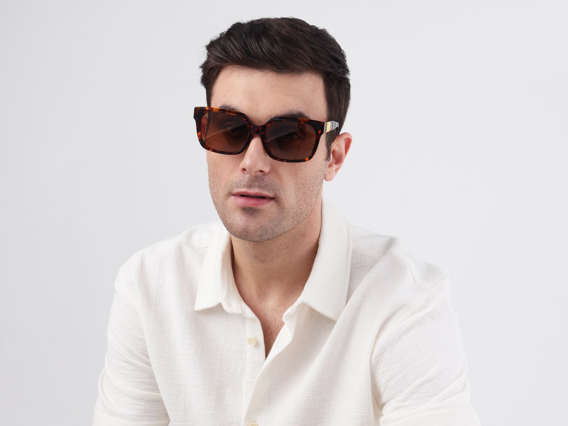 Square Full Rim Brown Tinted Sunglasses