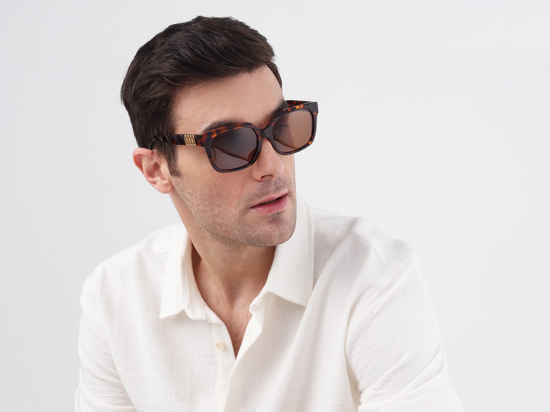 Square Full Rim Brown Tinted Sunglasses