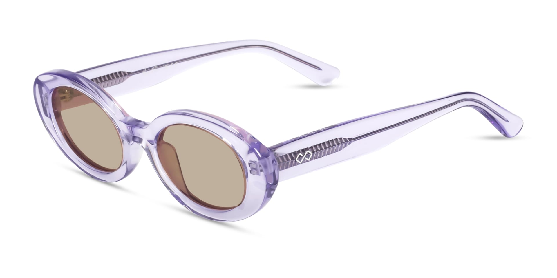 Oval Crystal Frame With Brown Tint Sunglasses