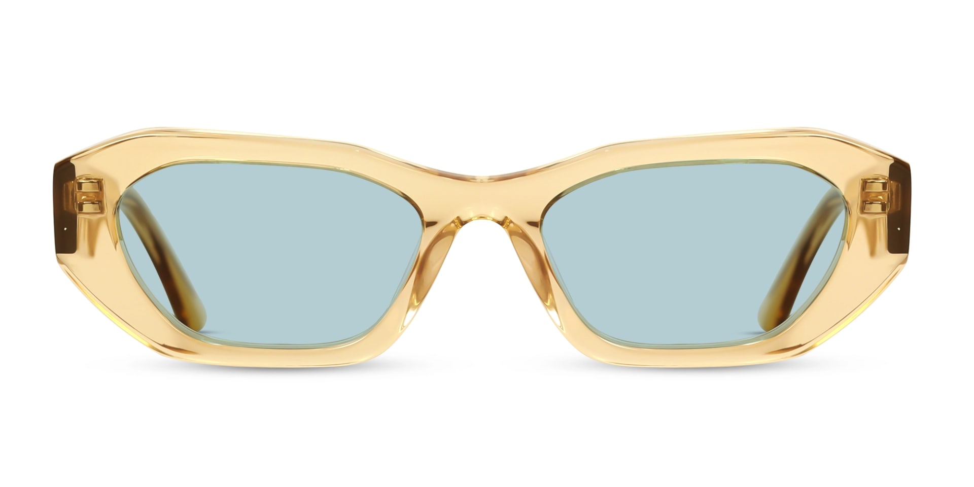Geometric Full-Rim Blue Tint Sunglasses