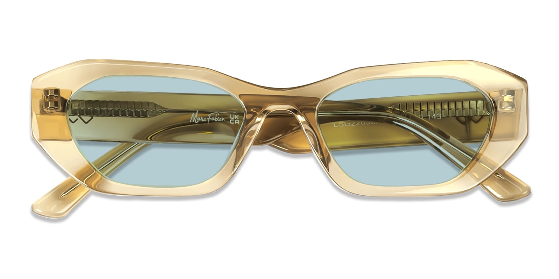 Geometric Full-Rim Blue Tint Sunglasses