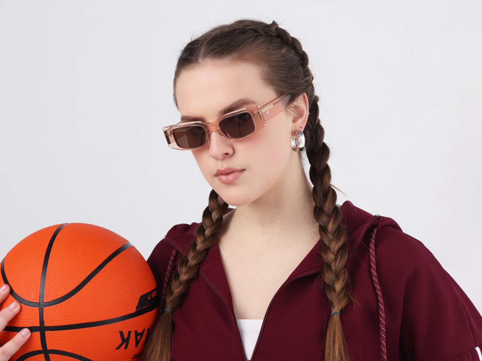 Rectangle Acetate Full-Rim Brown Tint Sunglasses-53