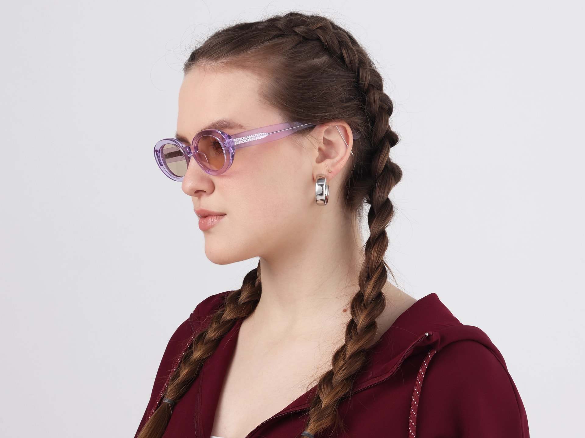 Oval Crystal Frame With Brown Tint Sunglasses