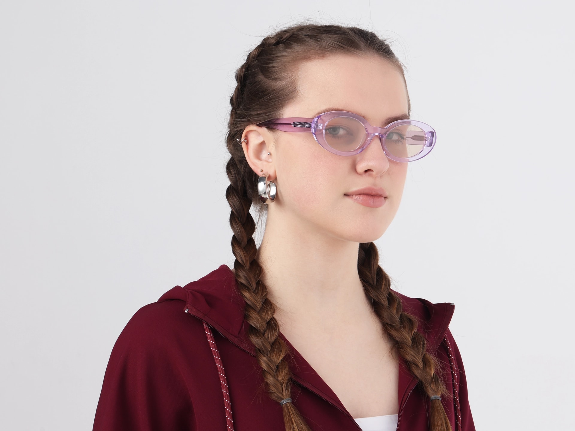 Oval Crystal Frame With Brown Tint Sunglasses