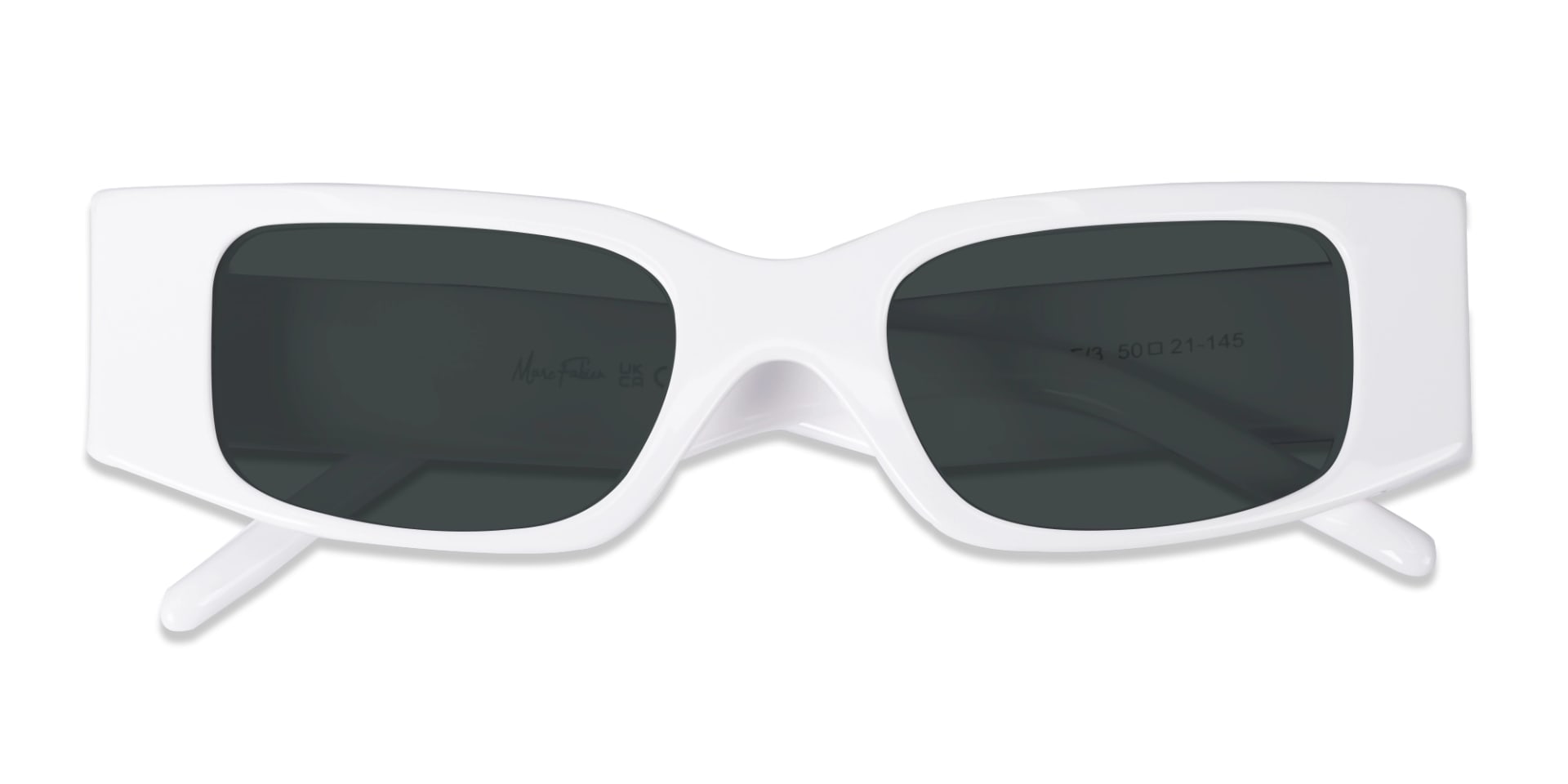 White Rectangle Dark Grey Tint Sunglasses-6