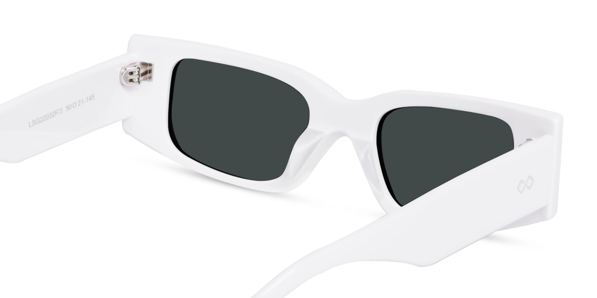 White Rectangle Dark Grey Tint Sunglasses-5
