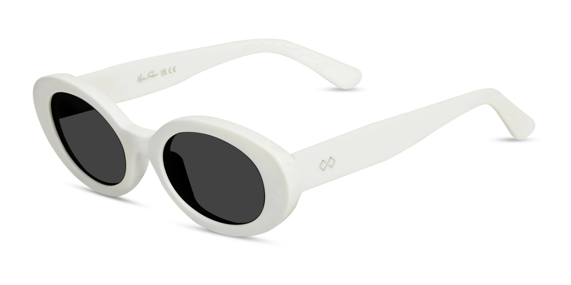 White Oval Frame With Grey Tint Sunglasses