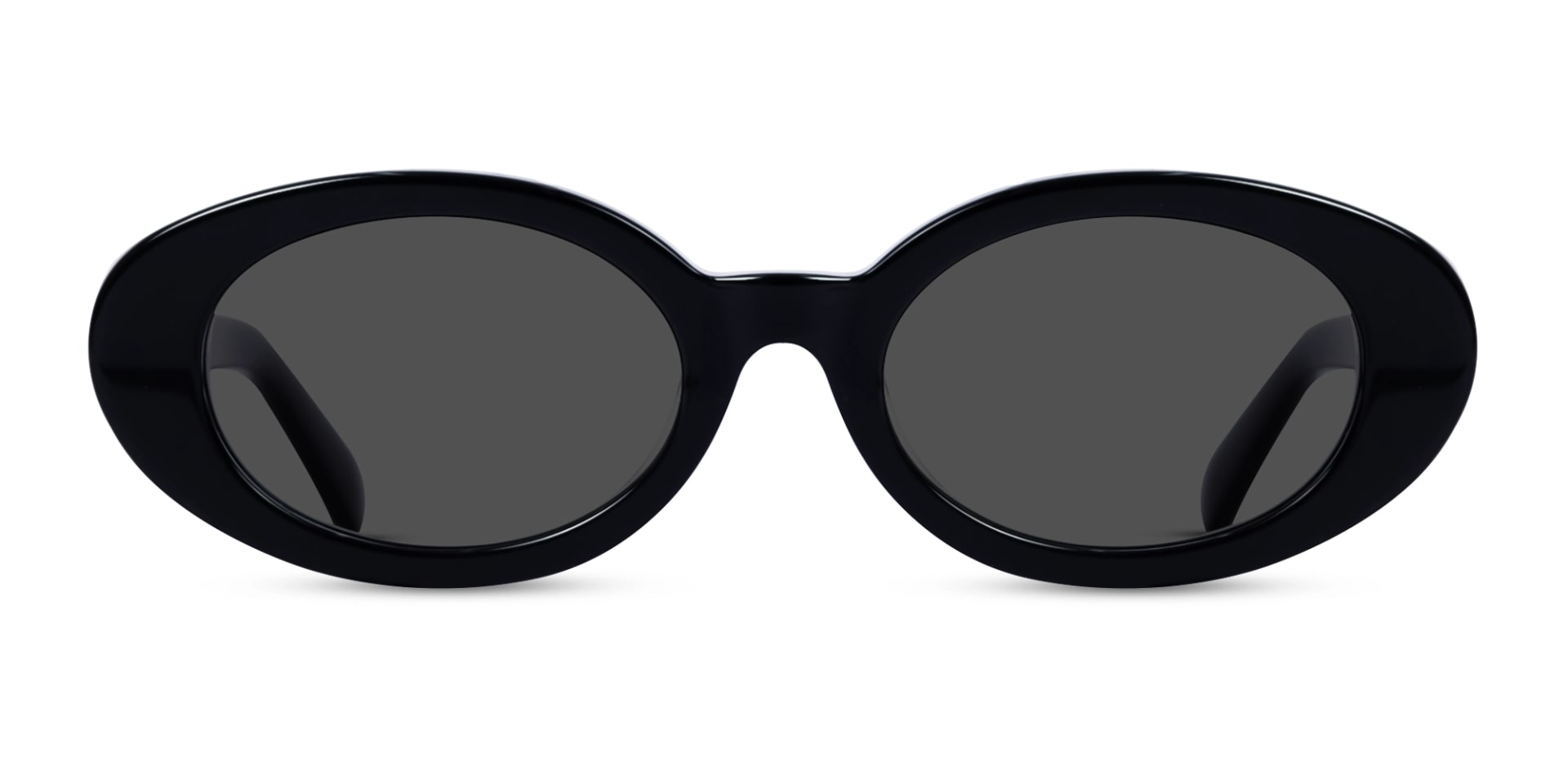 Black Oval Frame With Dark Grey Tint Sunglasses