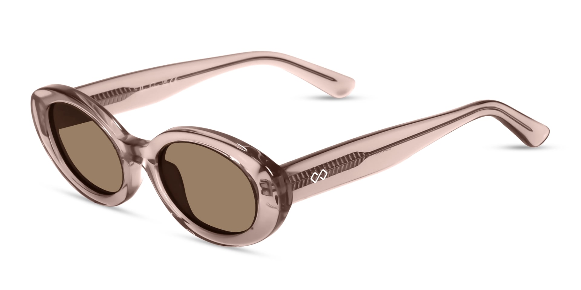 Oval Crystal Pink Brown Tint Sunglasses
