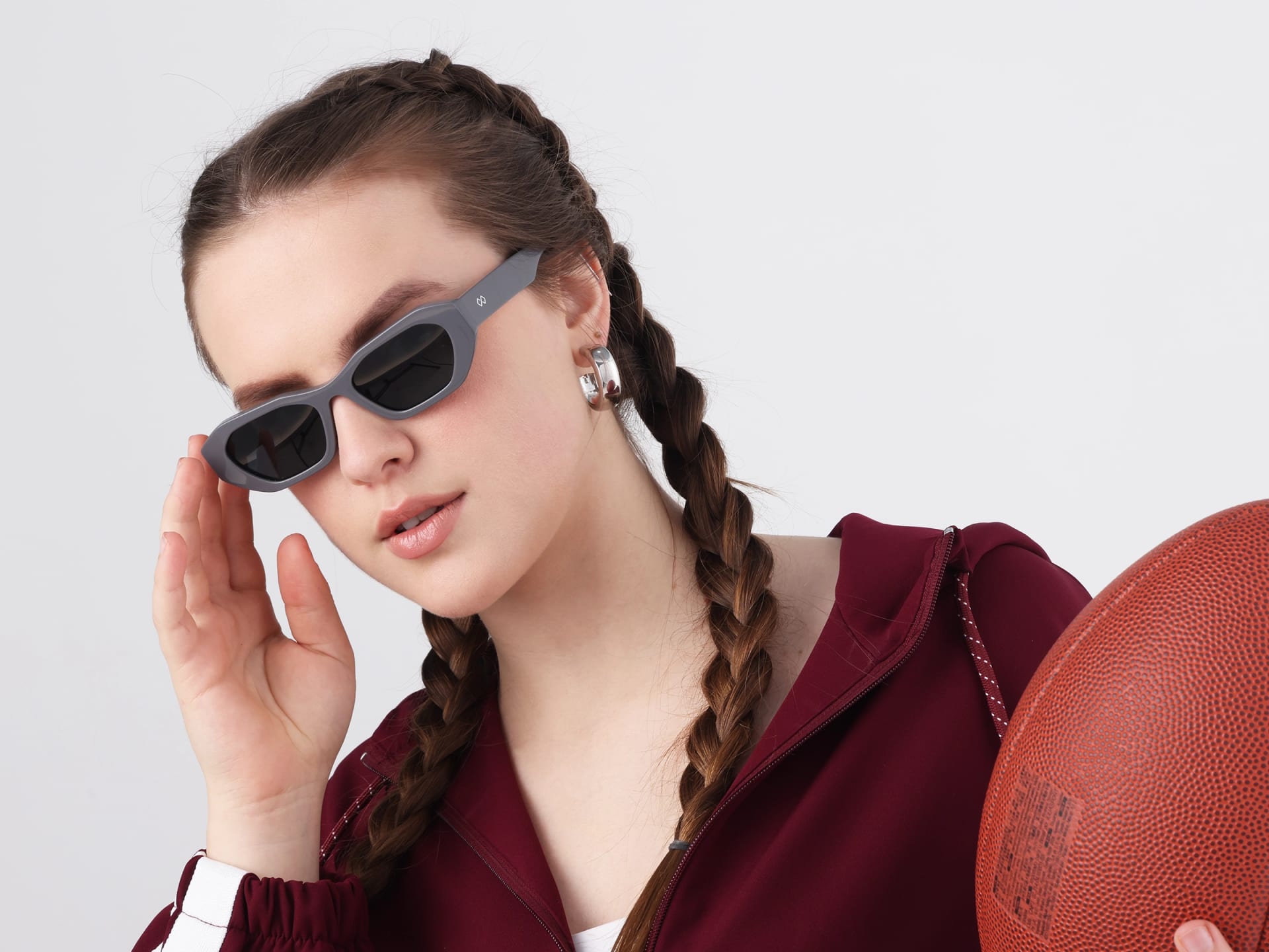 Geometric Sunglasses With Dark Grey Polarised Tint