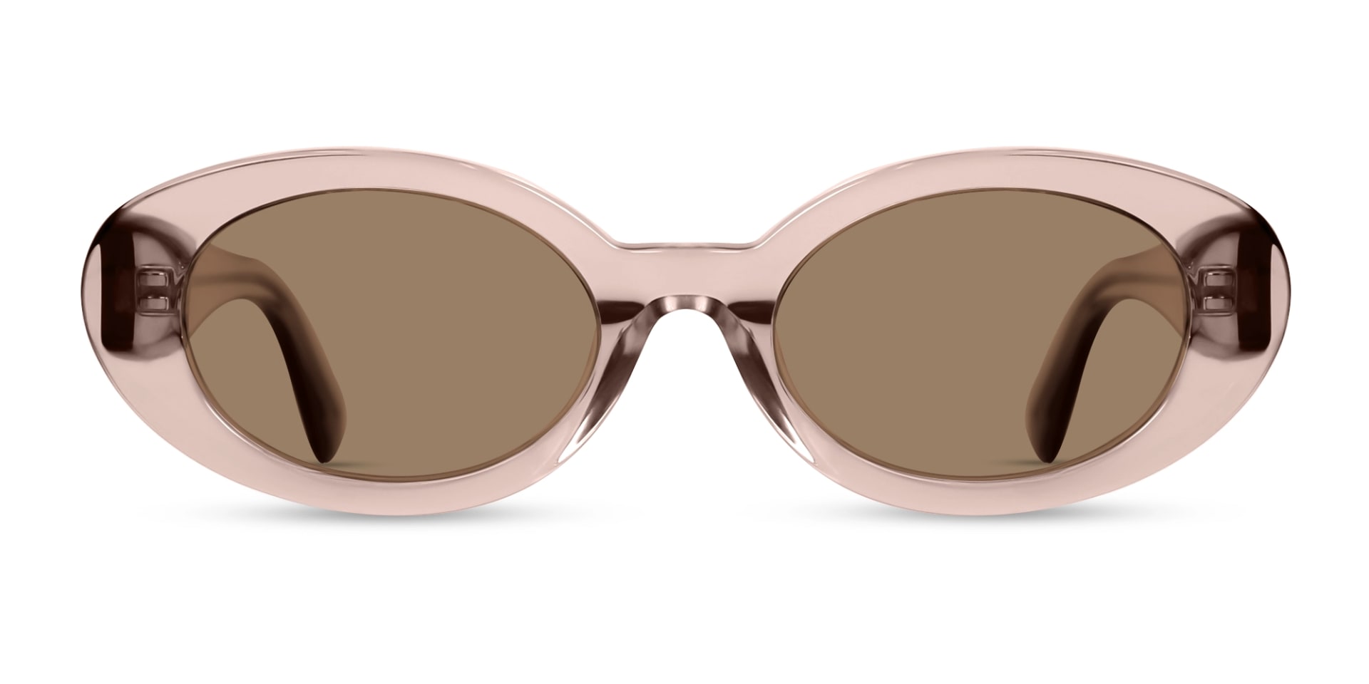 Oval Crystal Pink Brown Tint Sunglasses