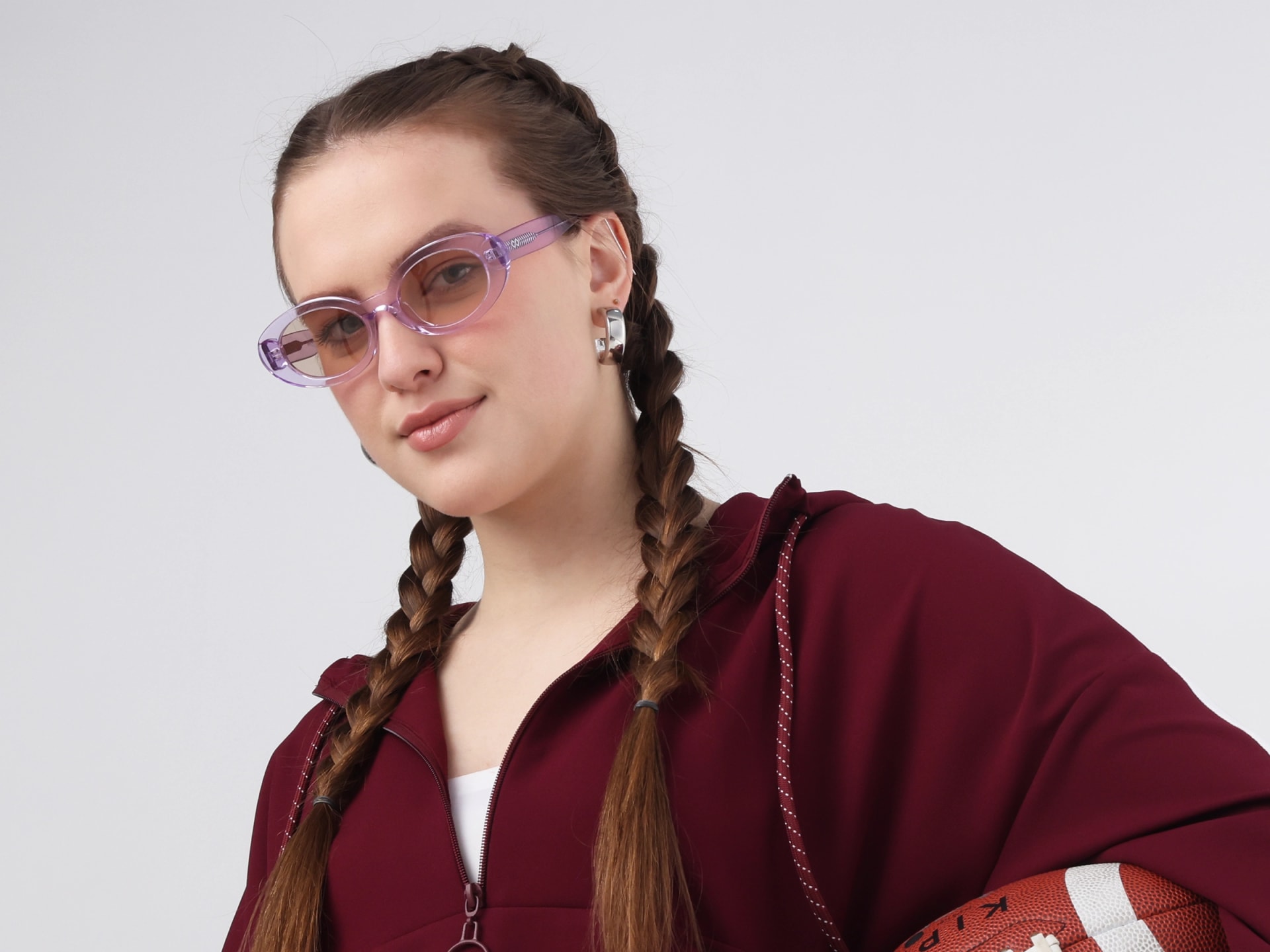 Oval Crystal Frame With Brown Tint Sunglasses
