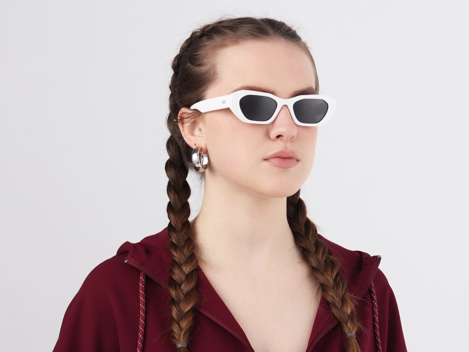 Rectangle Geometric Grey Tint Polarised Sunglasses