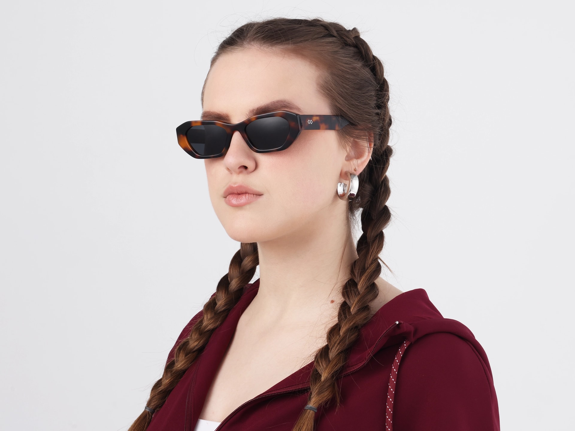 Rectangle Geometric Dark Grey Tint Sunglasses