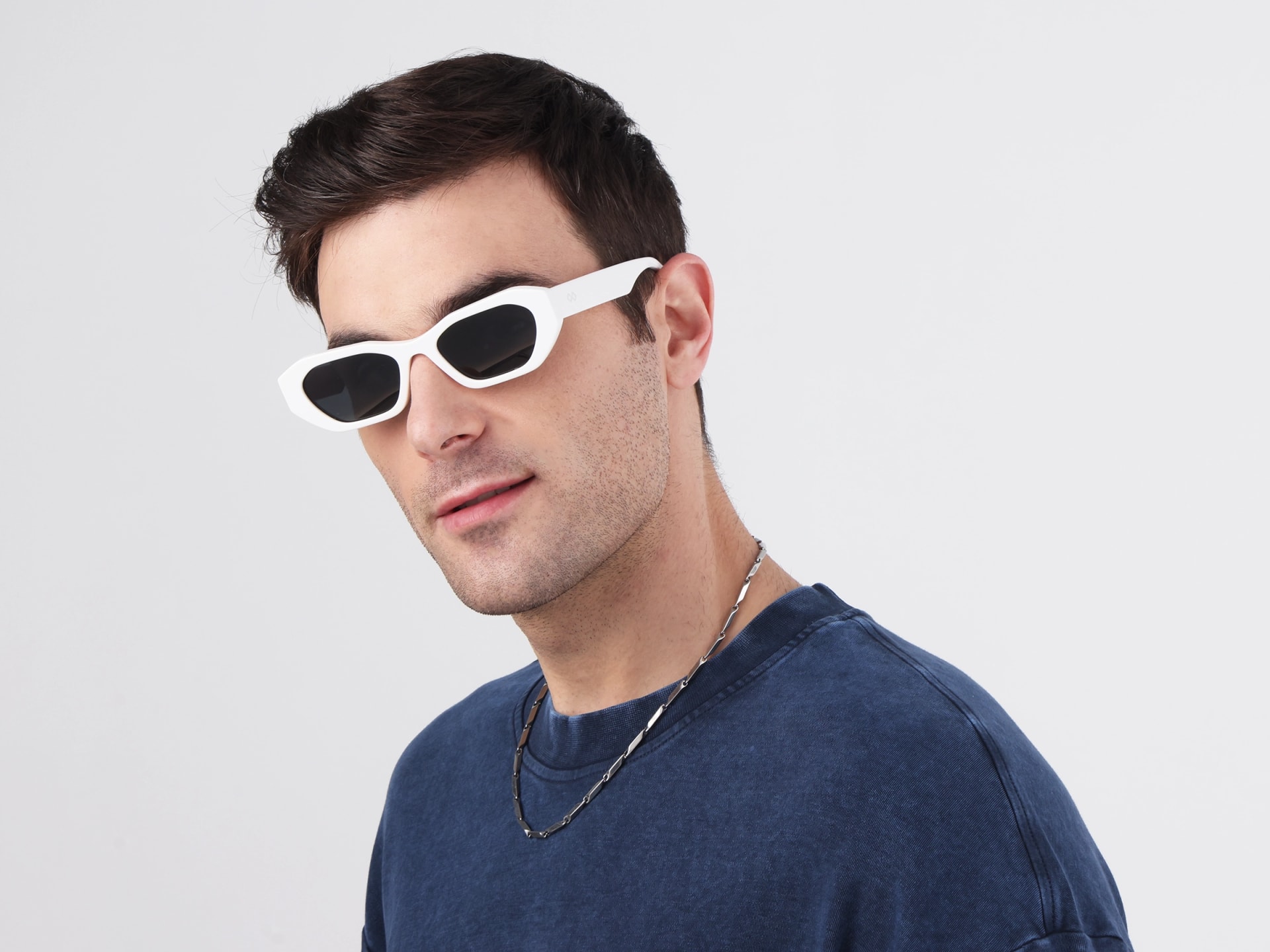Rectangle Geometric Grey Tint Polarised Sunglasses