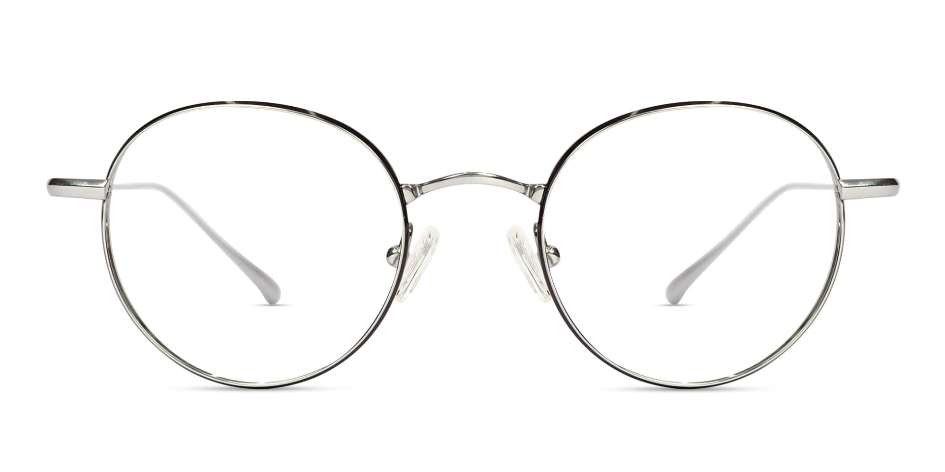 Gunmetal & Silver Round Full-rim Eyeglasses