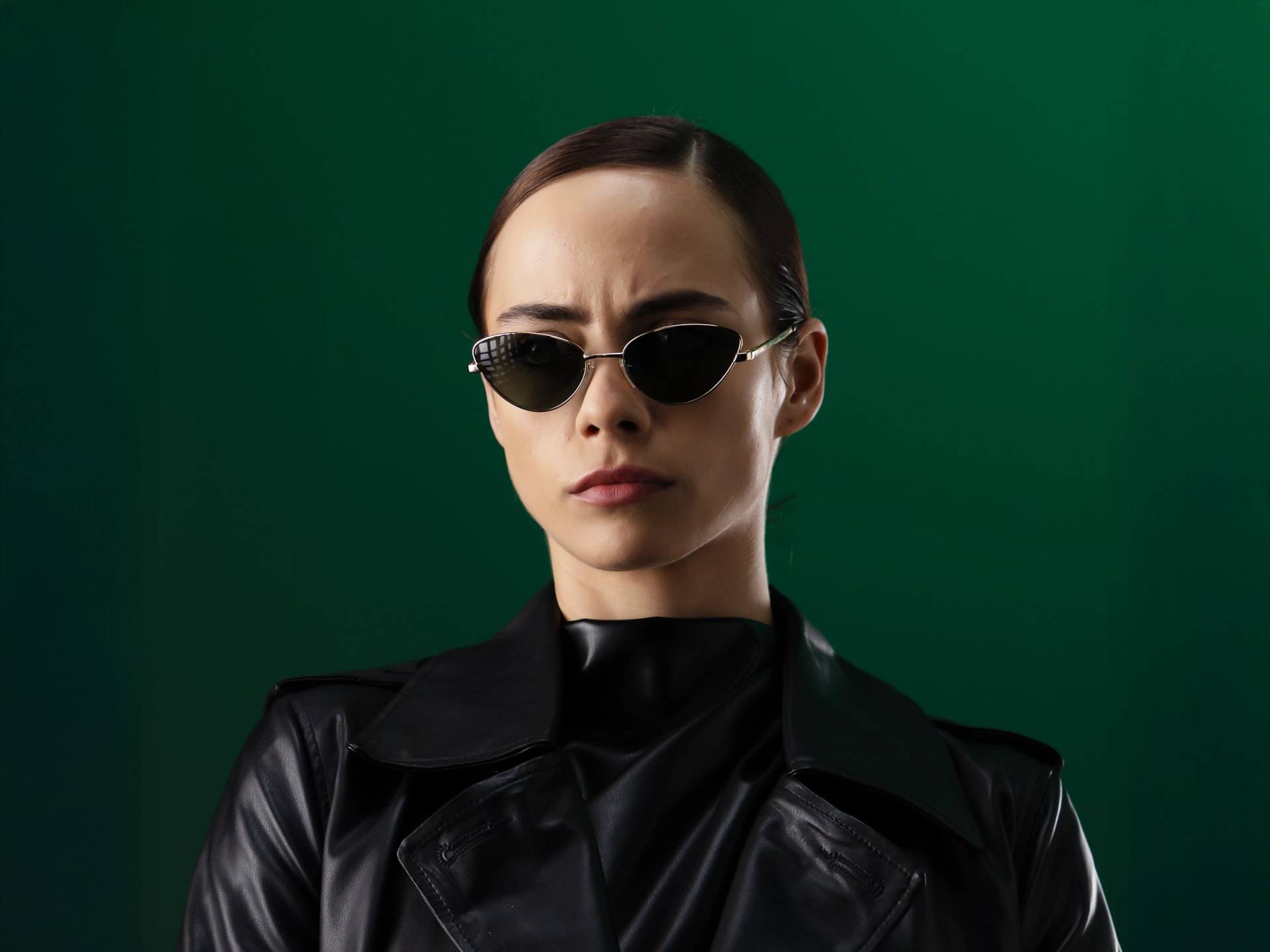 Champagne Gold Metal Cat-Eye Sunglasses 45