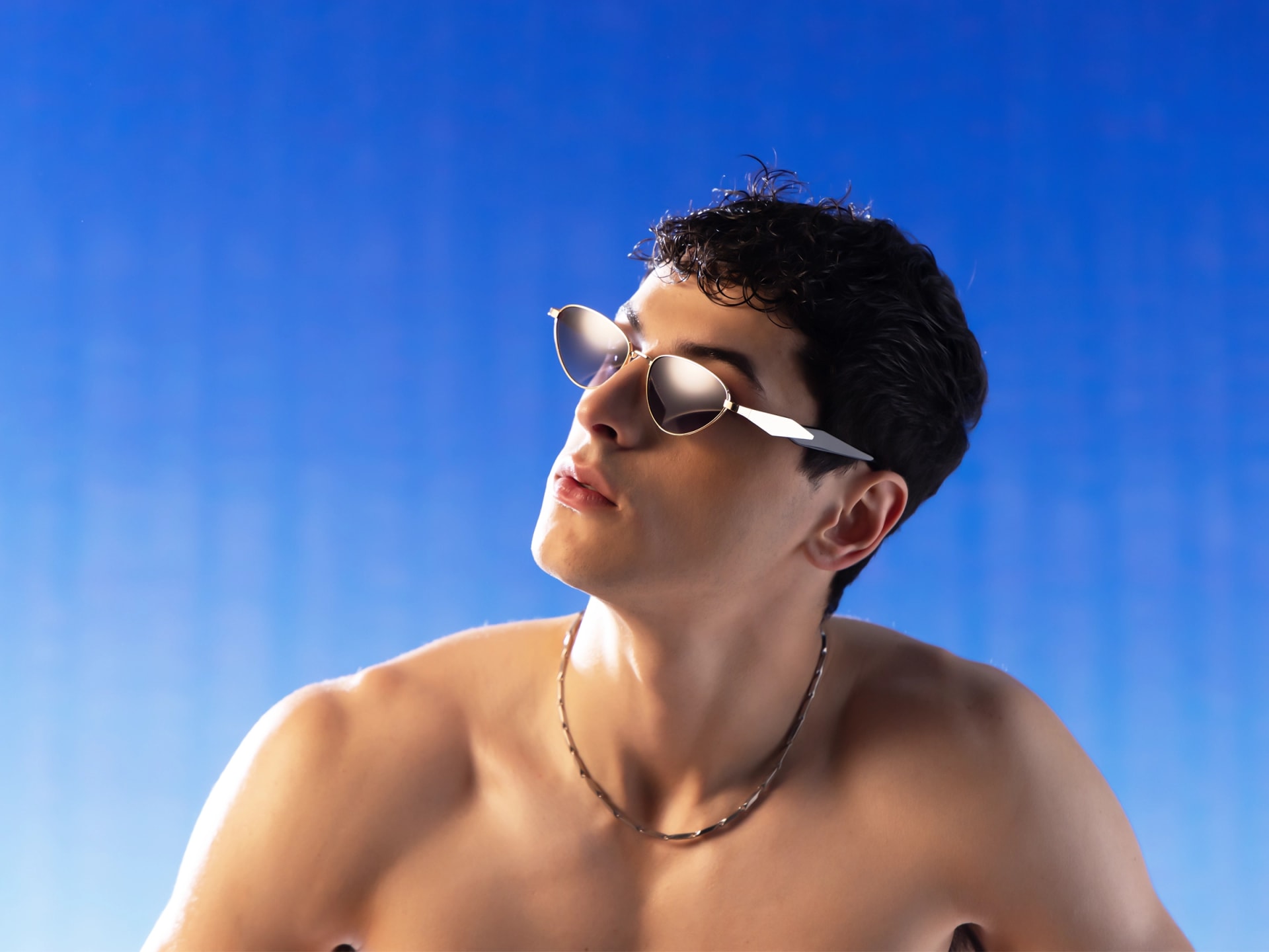 Gold Cat-Eye Sunglasses With Purple Tint