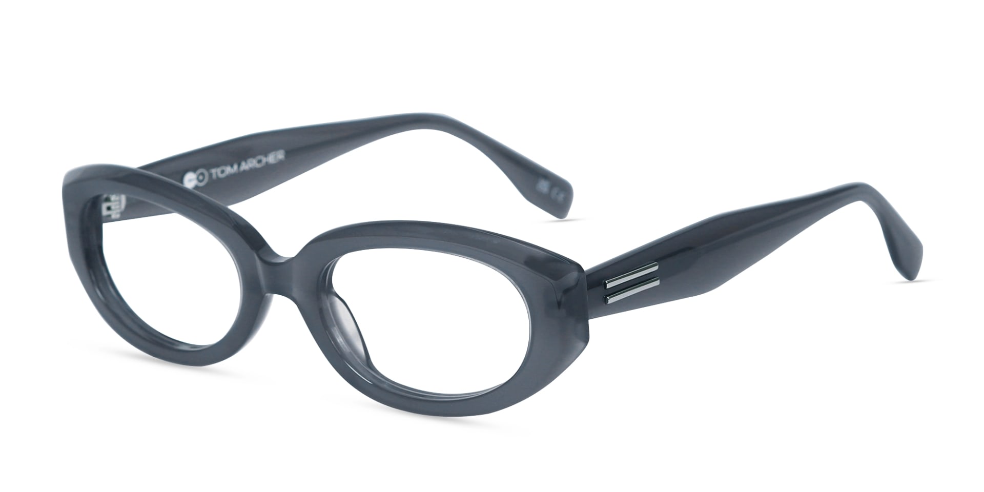 Matte Bluish Grey Oval Glasses-3
