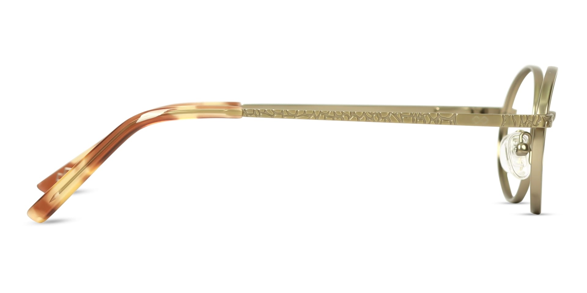 Matte Polished Gold Oval Full-Rim Glasses