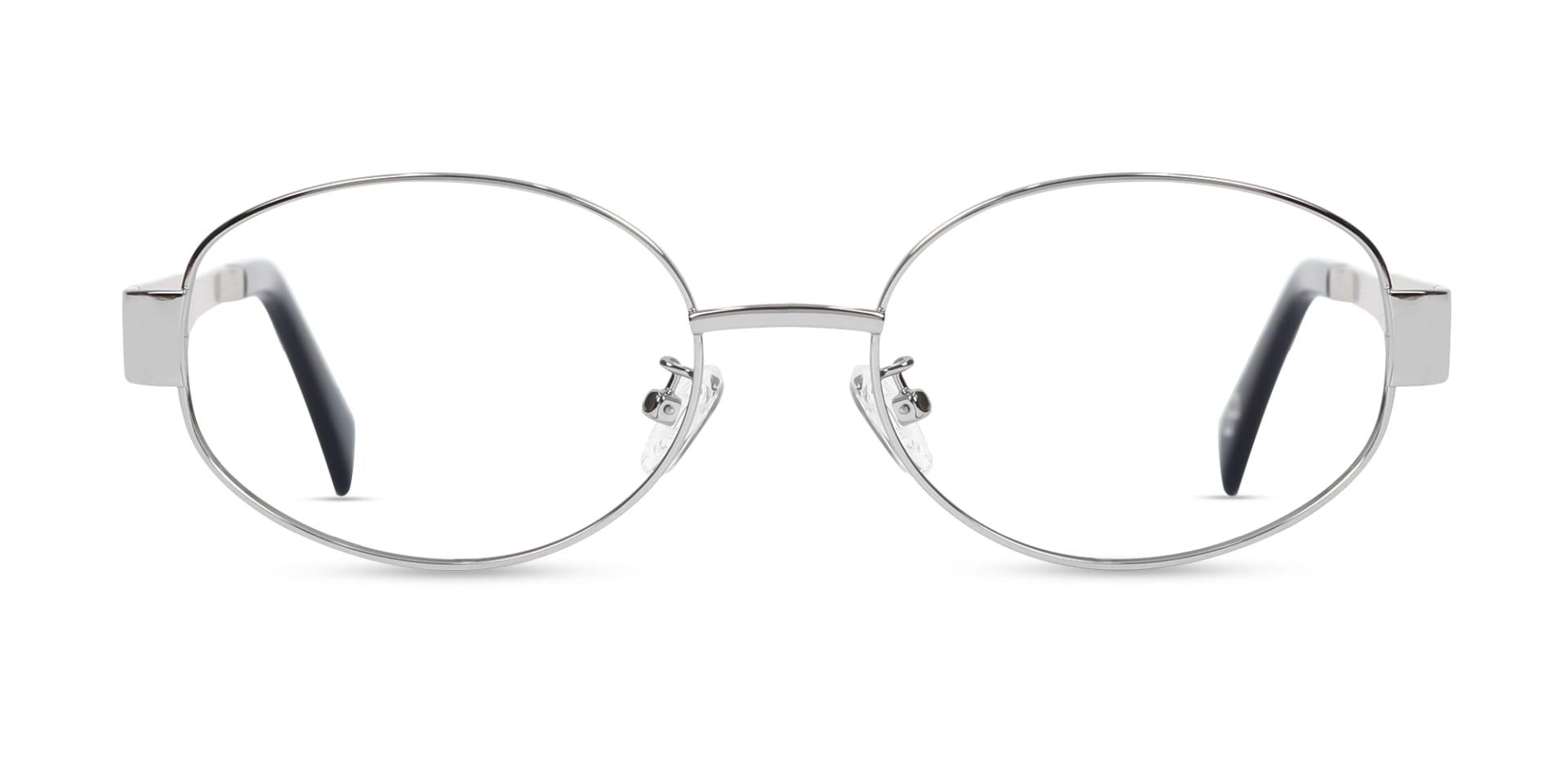 Silver Oval Metal Full-Rim Glasses-1