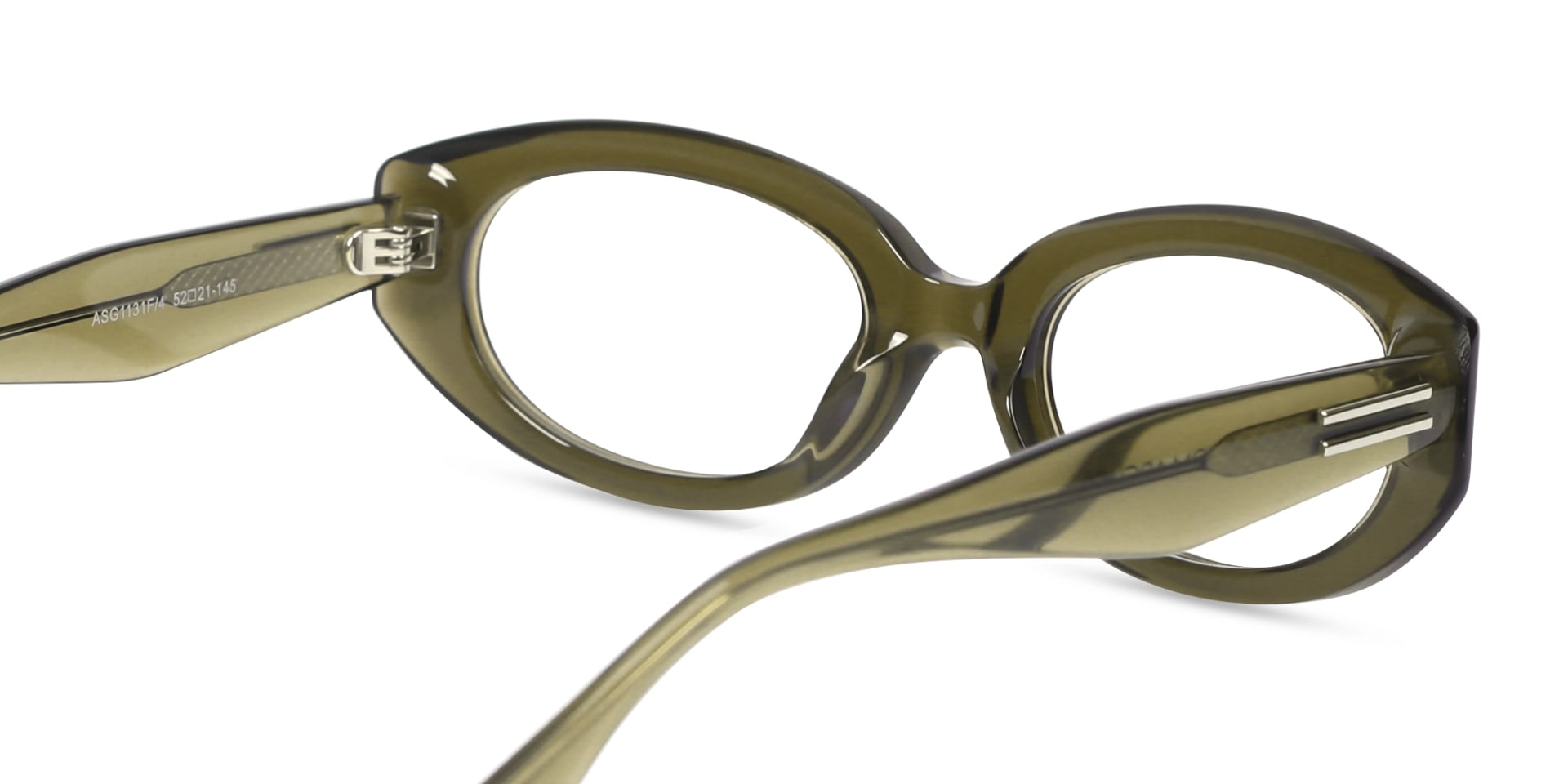 Crystal Khaki Oval Full-Rim Glasses-5
