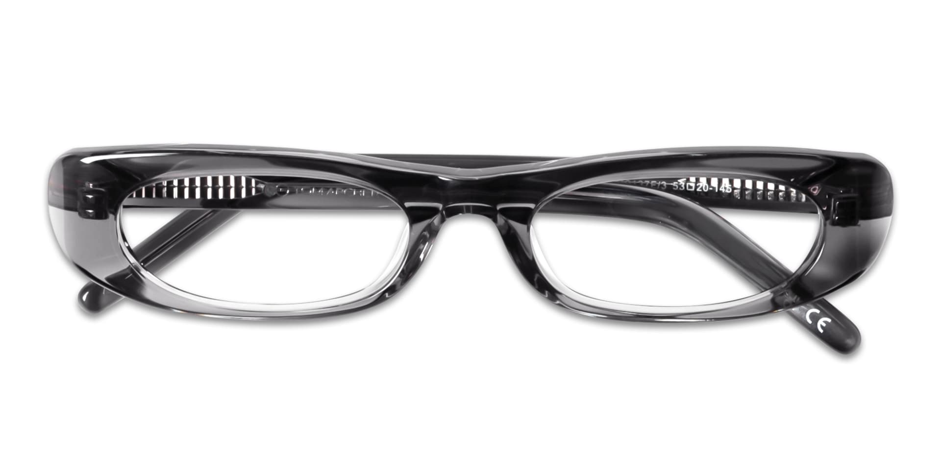 Crystal Steel Grey Rectangle Oval Glasses
