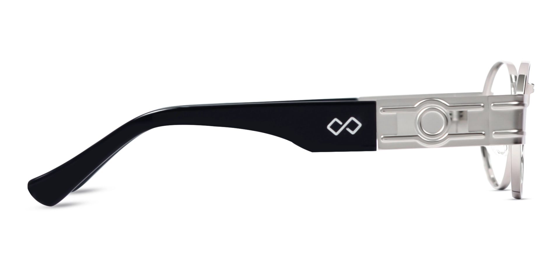 Platinum Silver Oval Full-Rim Metal Glasses