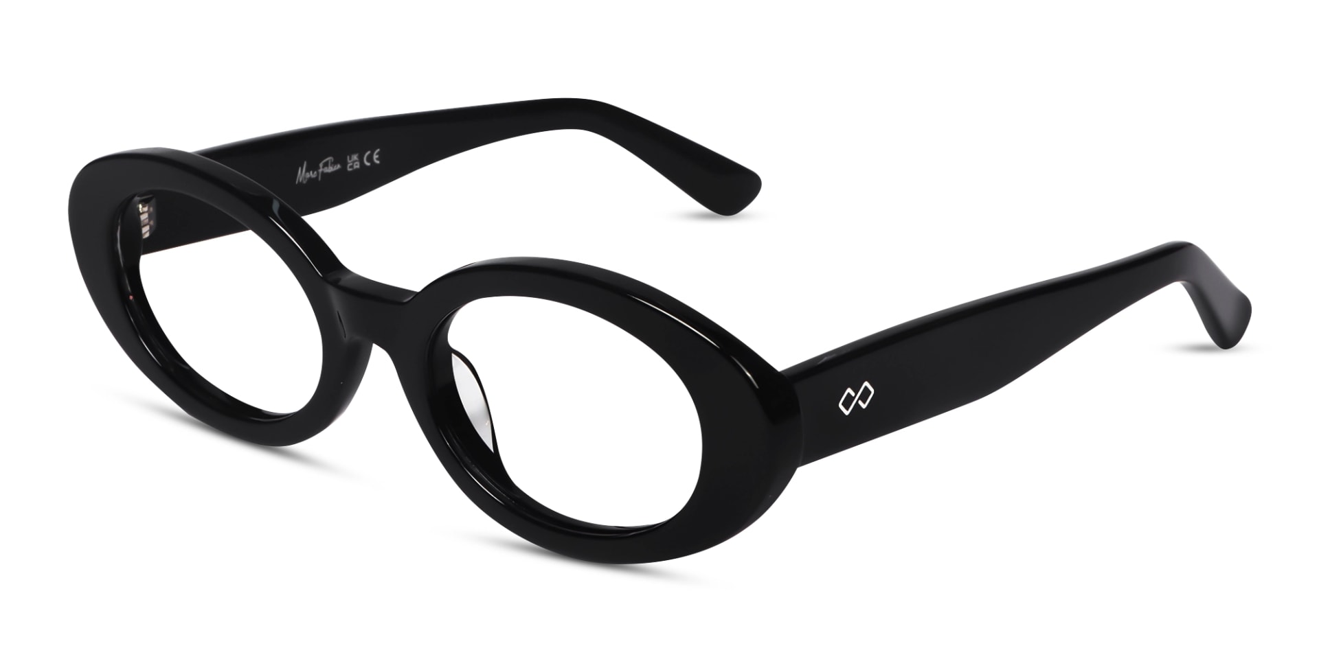Black Oval Acetate Full-Rim Glasses