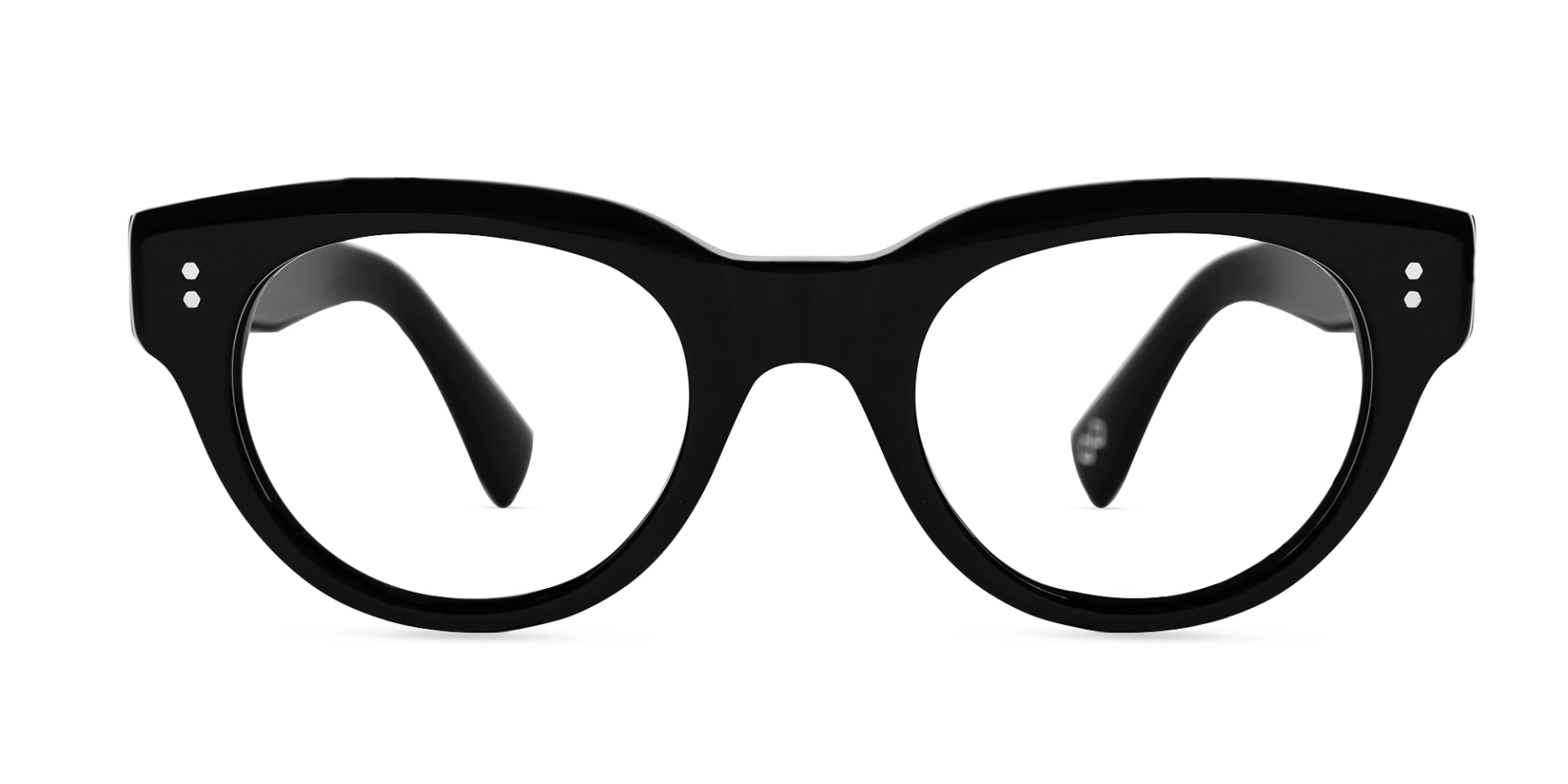 Black Oval Cat-eye Full-Rim Glasses-1