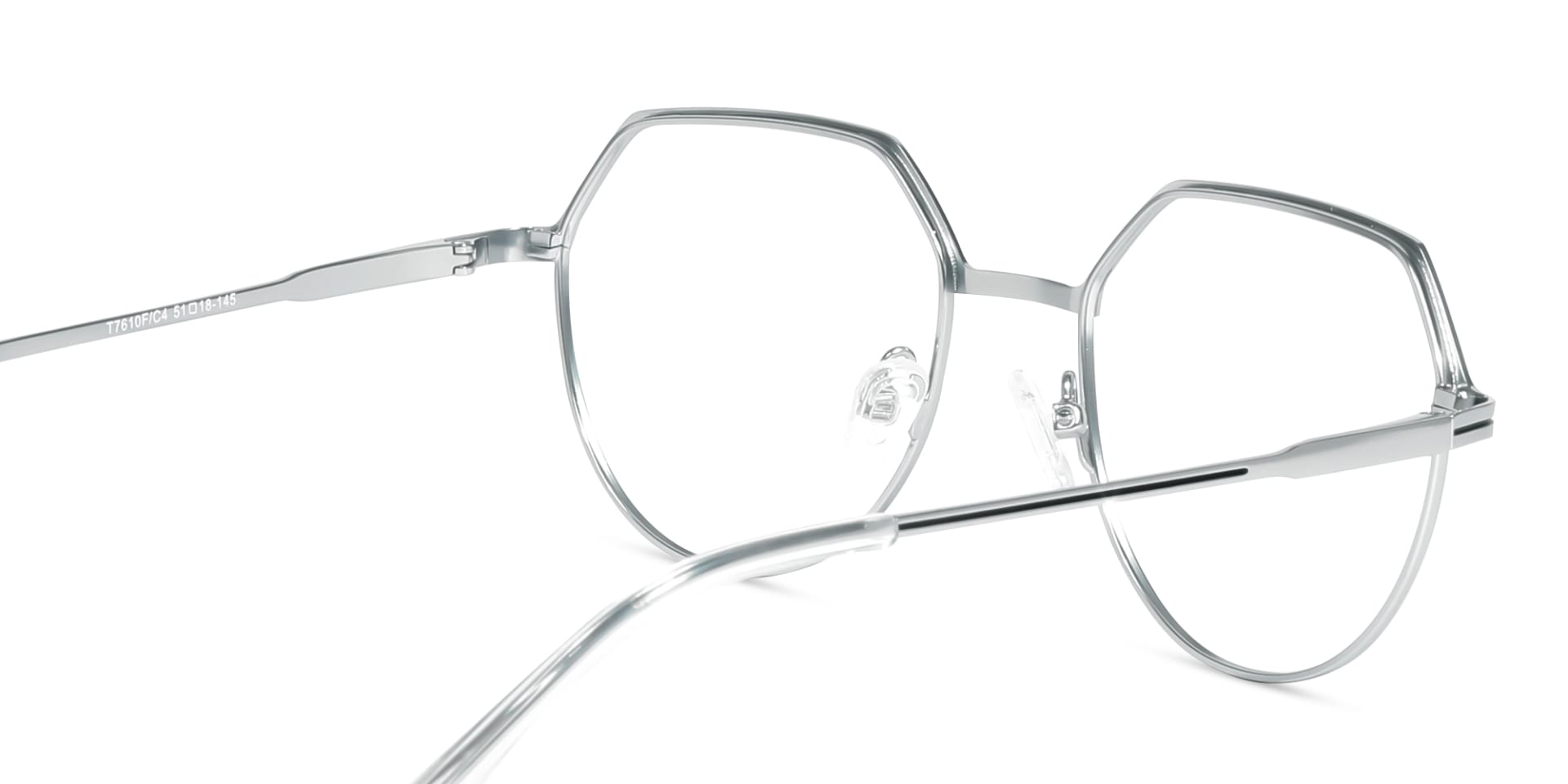 Matte Silver Geometric Round Glasses -5