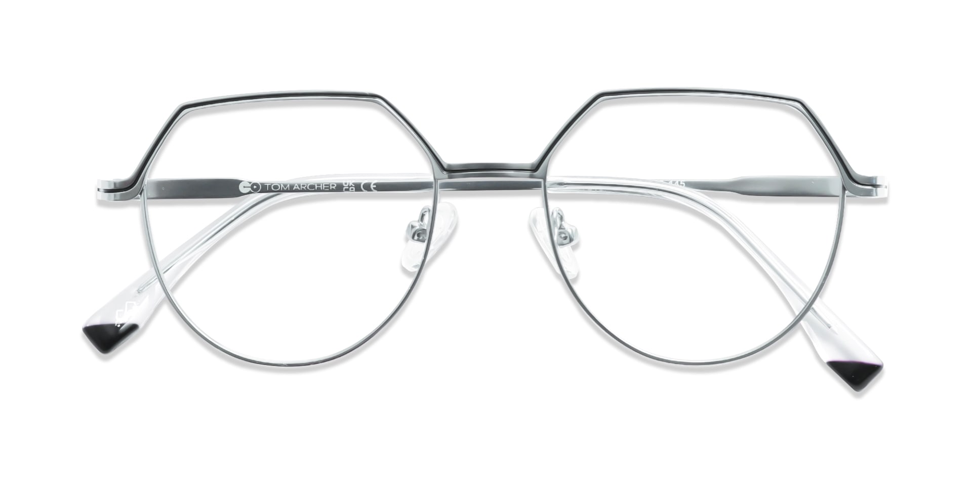 Matte Silver Geometric Round Glasses -6