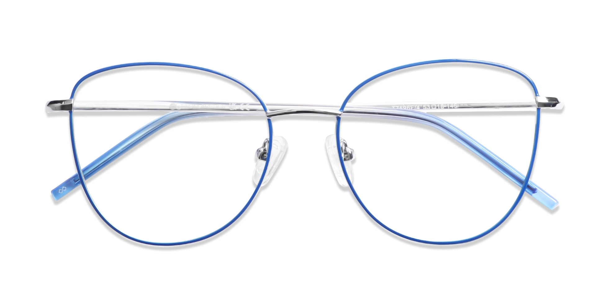Blue & Silver Cat Eye Glasses For Women-6