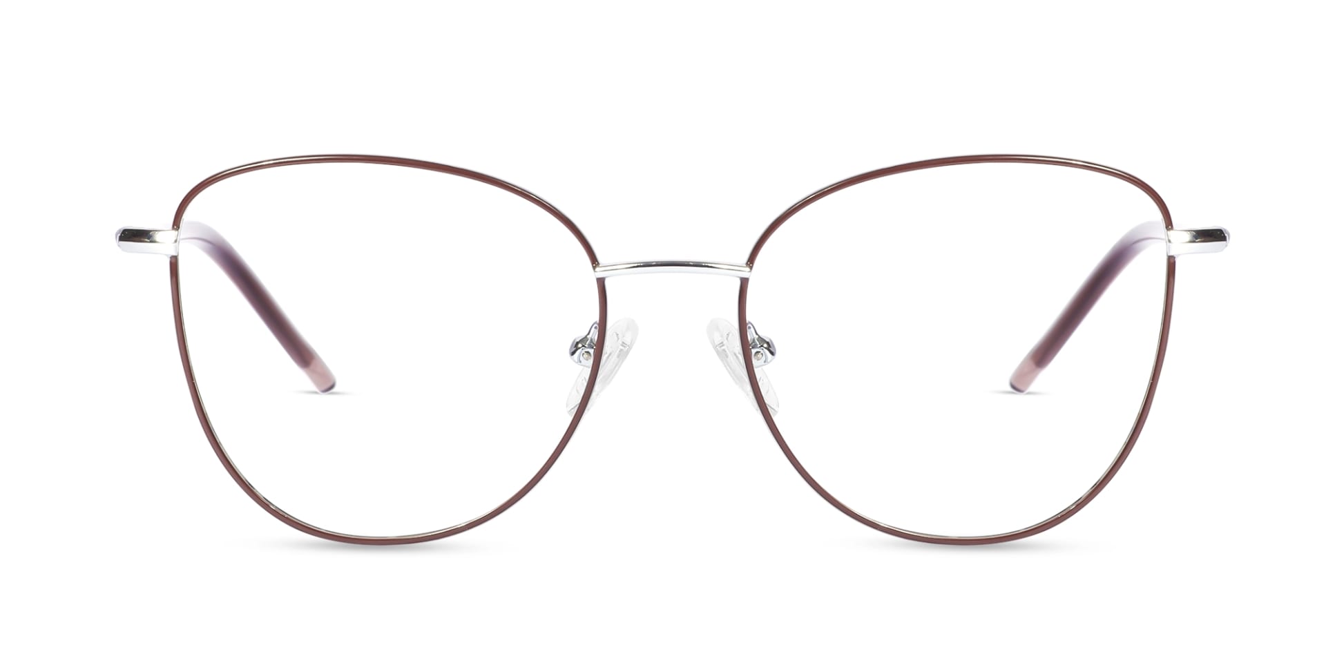 Brown & Silver Cat Eye Glasses For Women-1