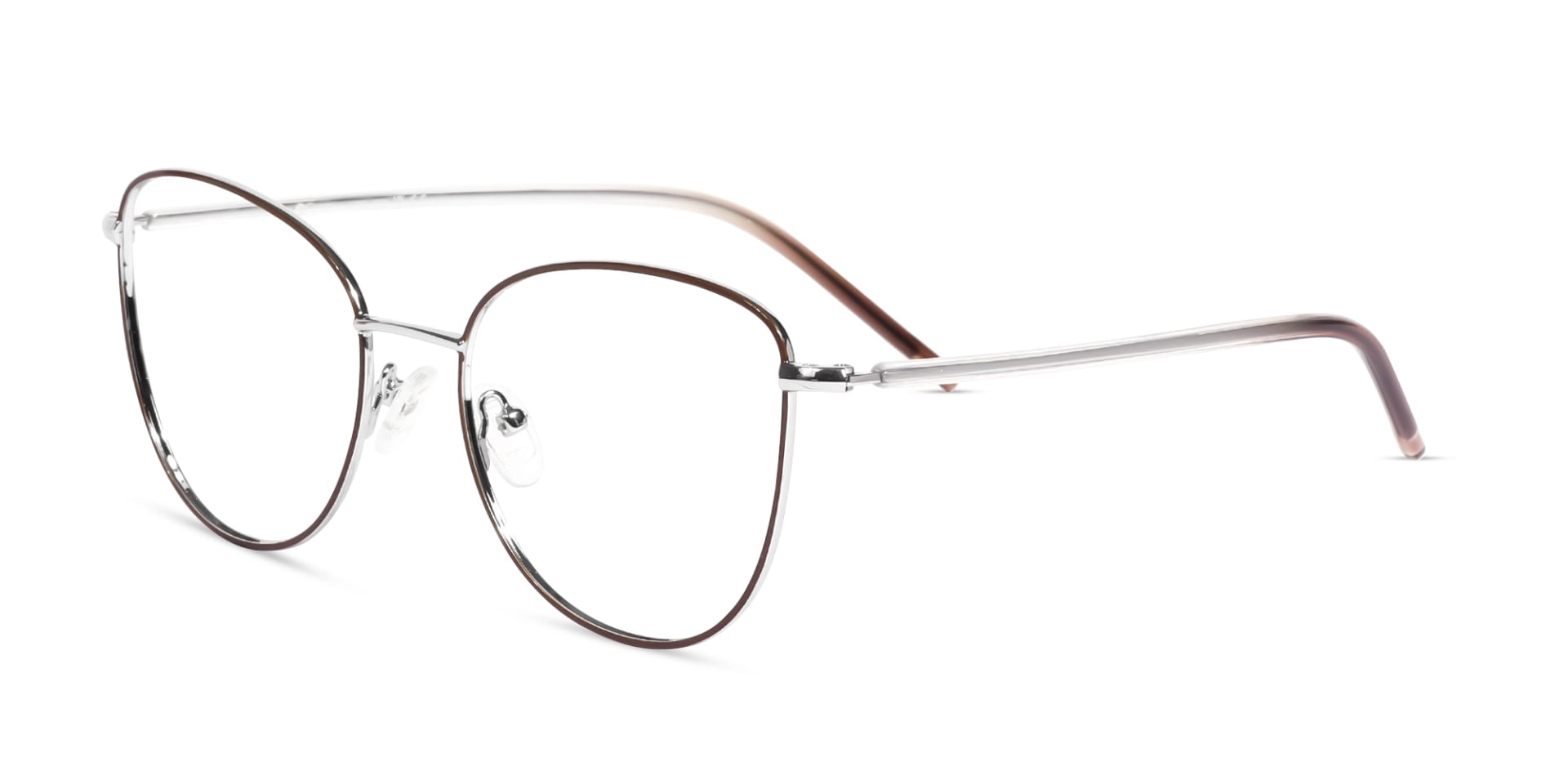 Brown & Silver Cat Eye Glasses For Women-3
