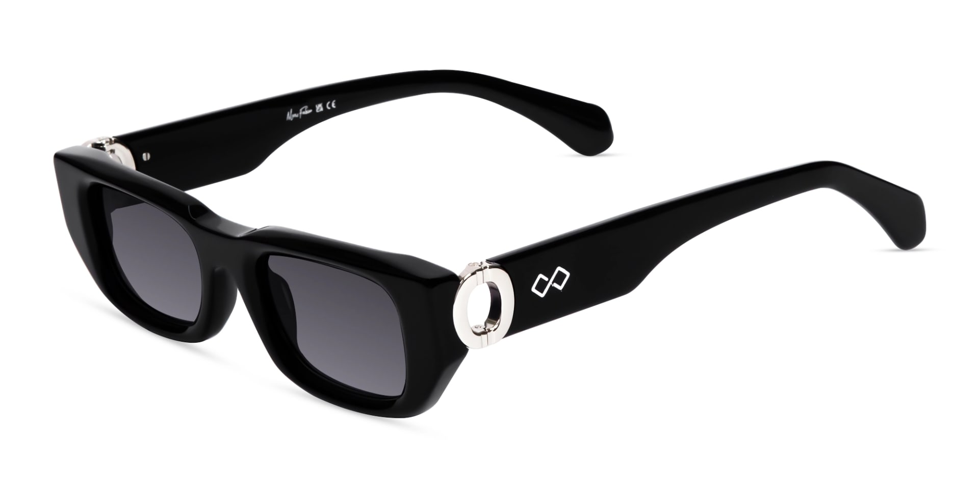 Rectangle Grey Gradient Tint Sunglasses-3