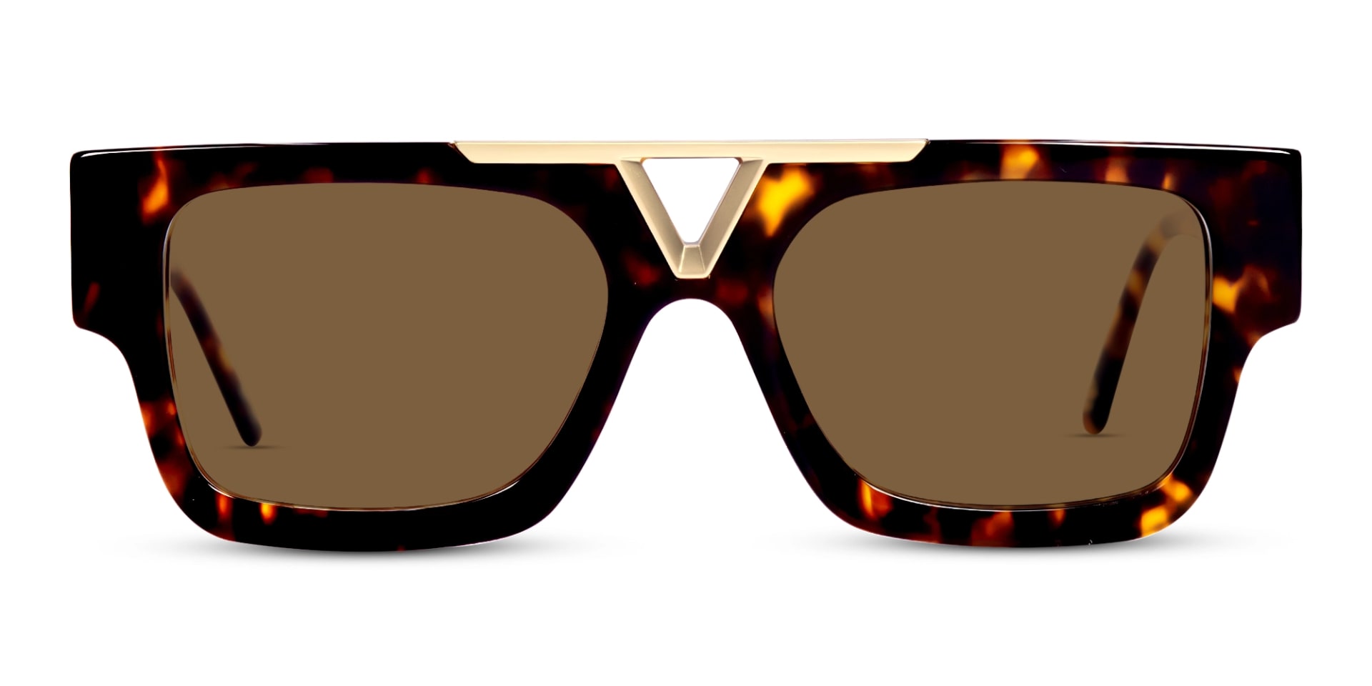 Large Browline Square Brown Tinted Sunglasses