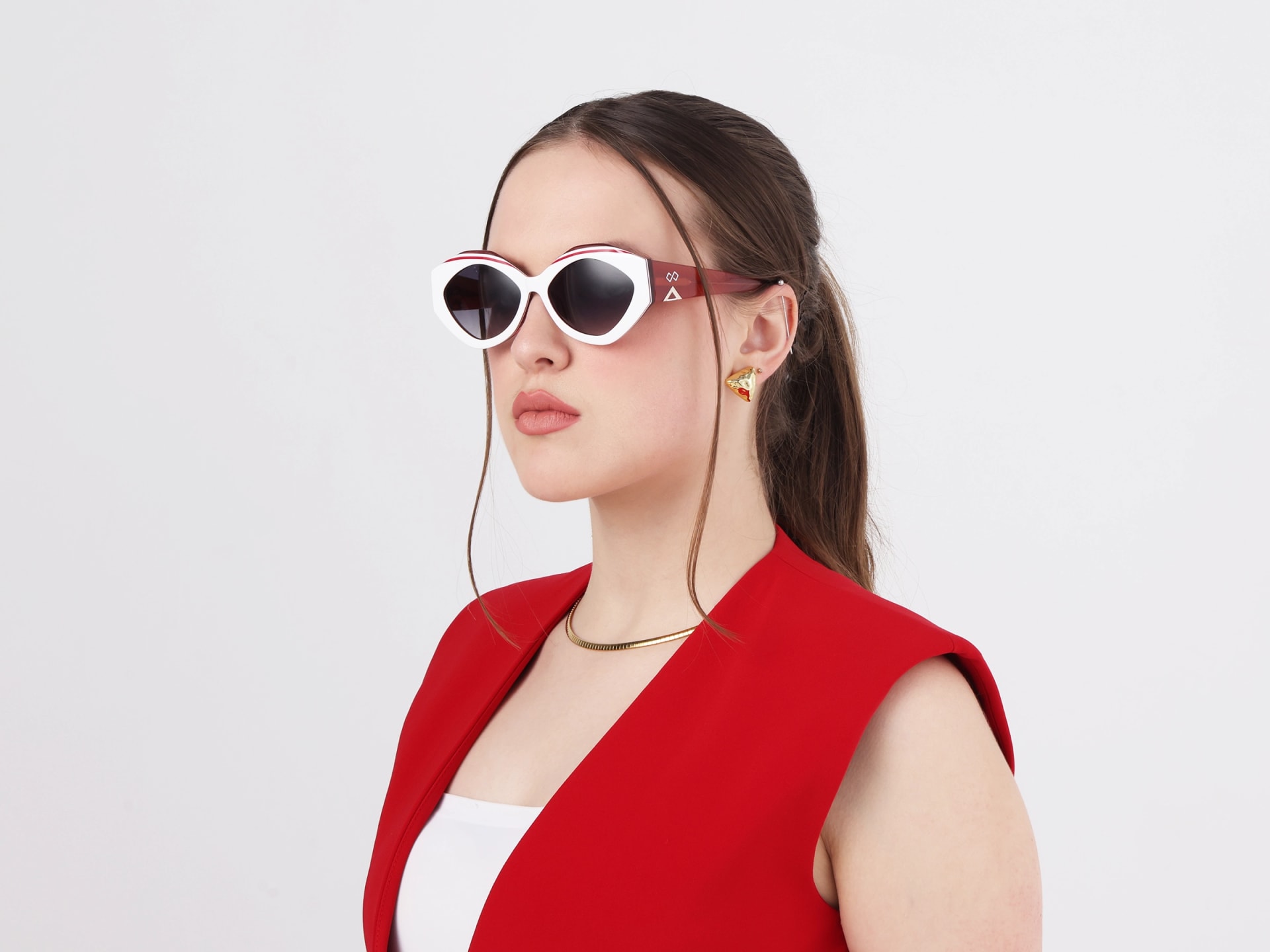 Geometric Cat-Eye Grey Gradient Tint Sunglasses-53