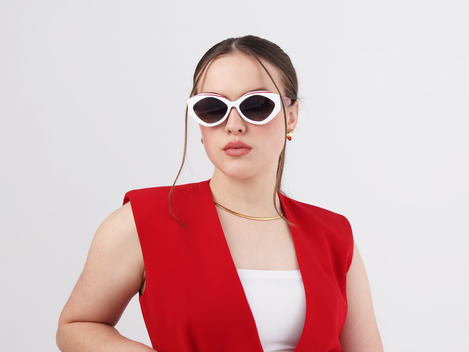 Geometric Cat-Eye Grey Gradient Tint Sunglasses-51