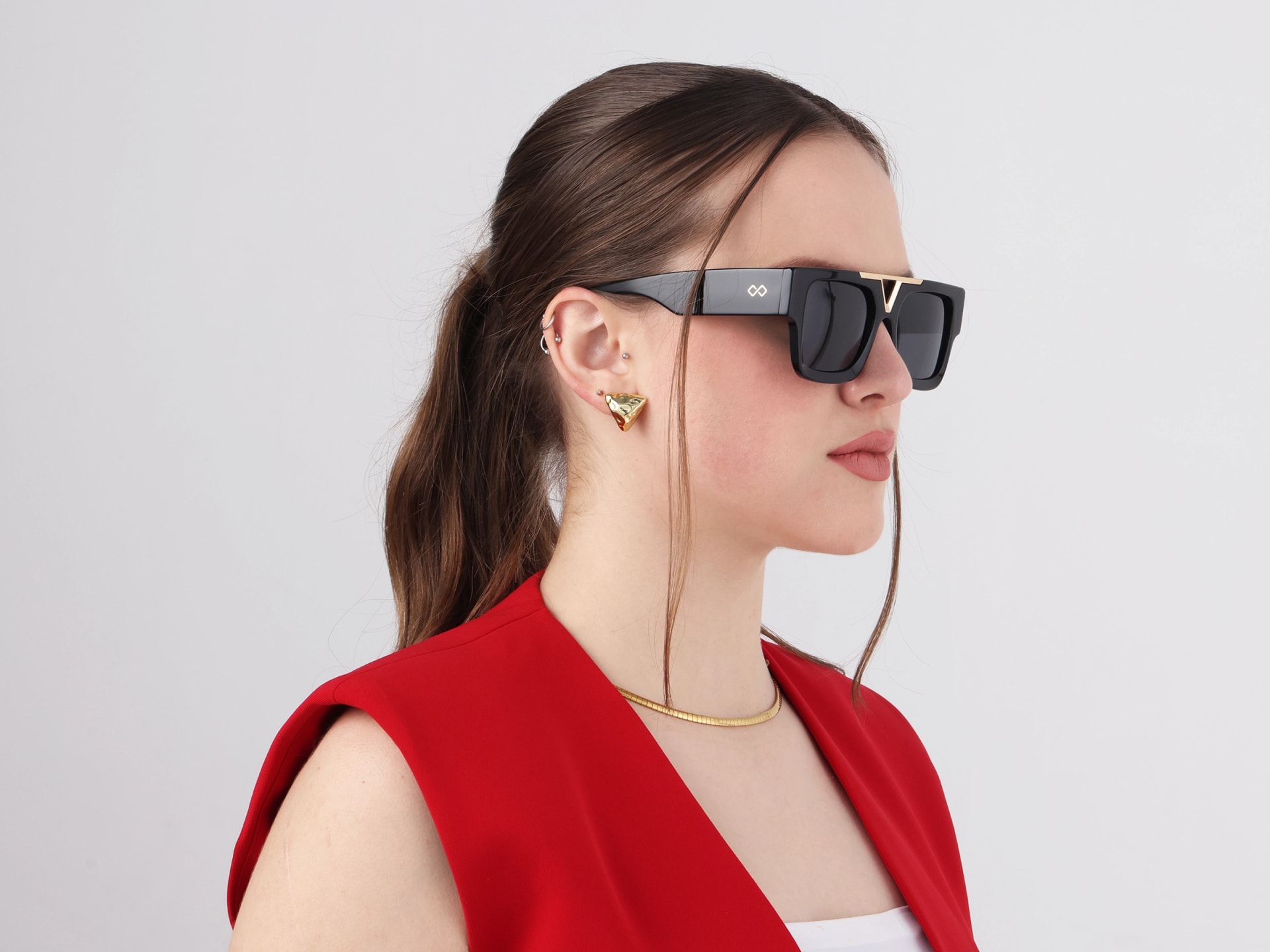 Black Oversized Thick Frame Dark Grey Tint Sunglasses