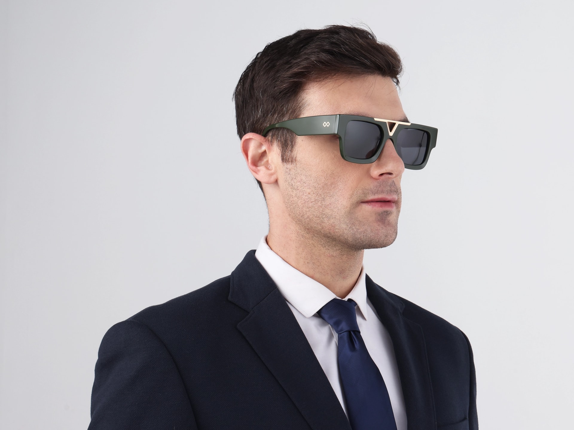 Thick Frame Dark Grey Tinted Sunglasses