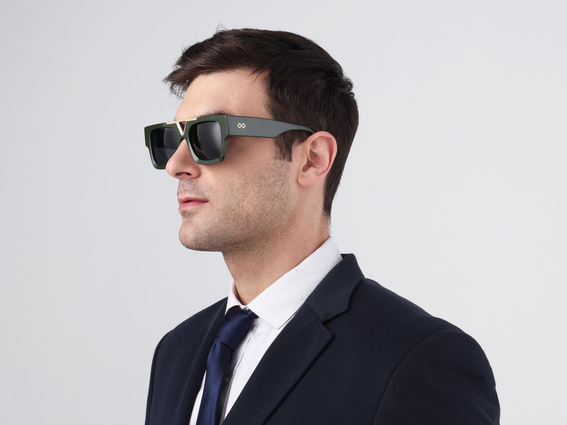 Thick Frame Dark Grey Tinted Sunglasses