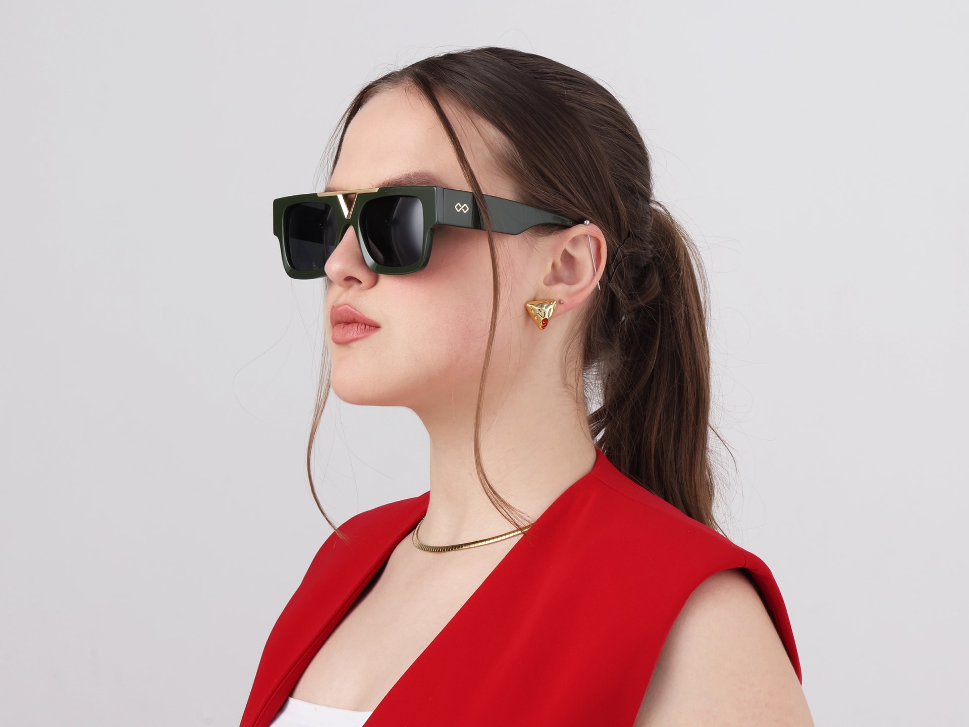 Thick Frame Dark Grey Tinted Sunglasses