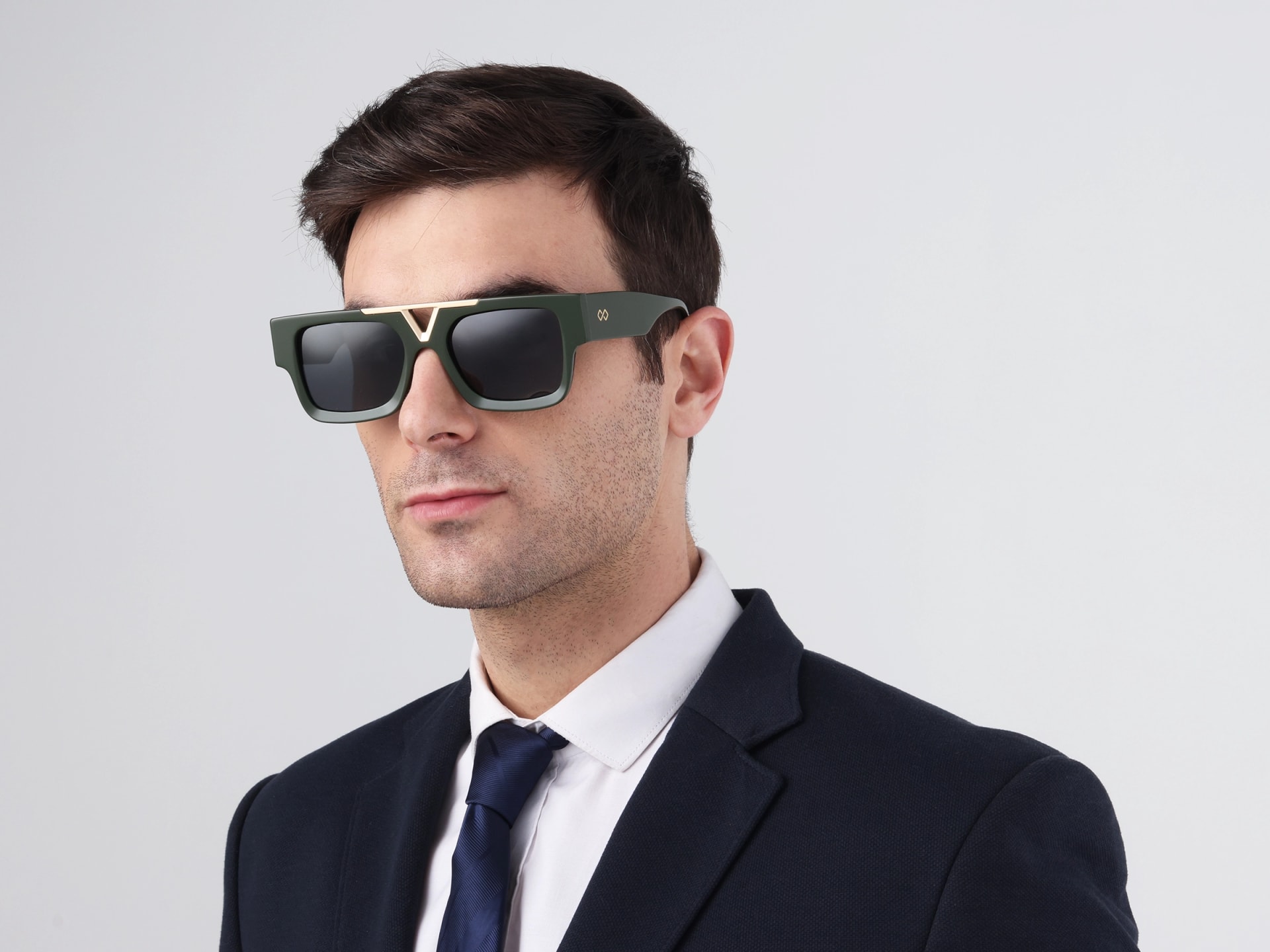Thick Frame Dark Grey Tinted Sunglasses