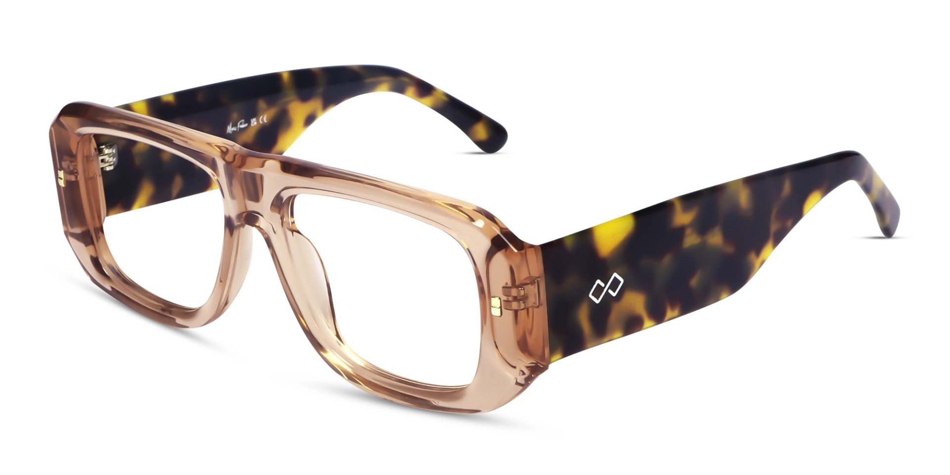 Crystal Peach Flat Top Pilot Glasses