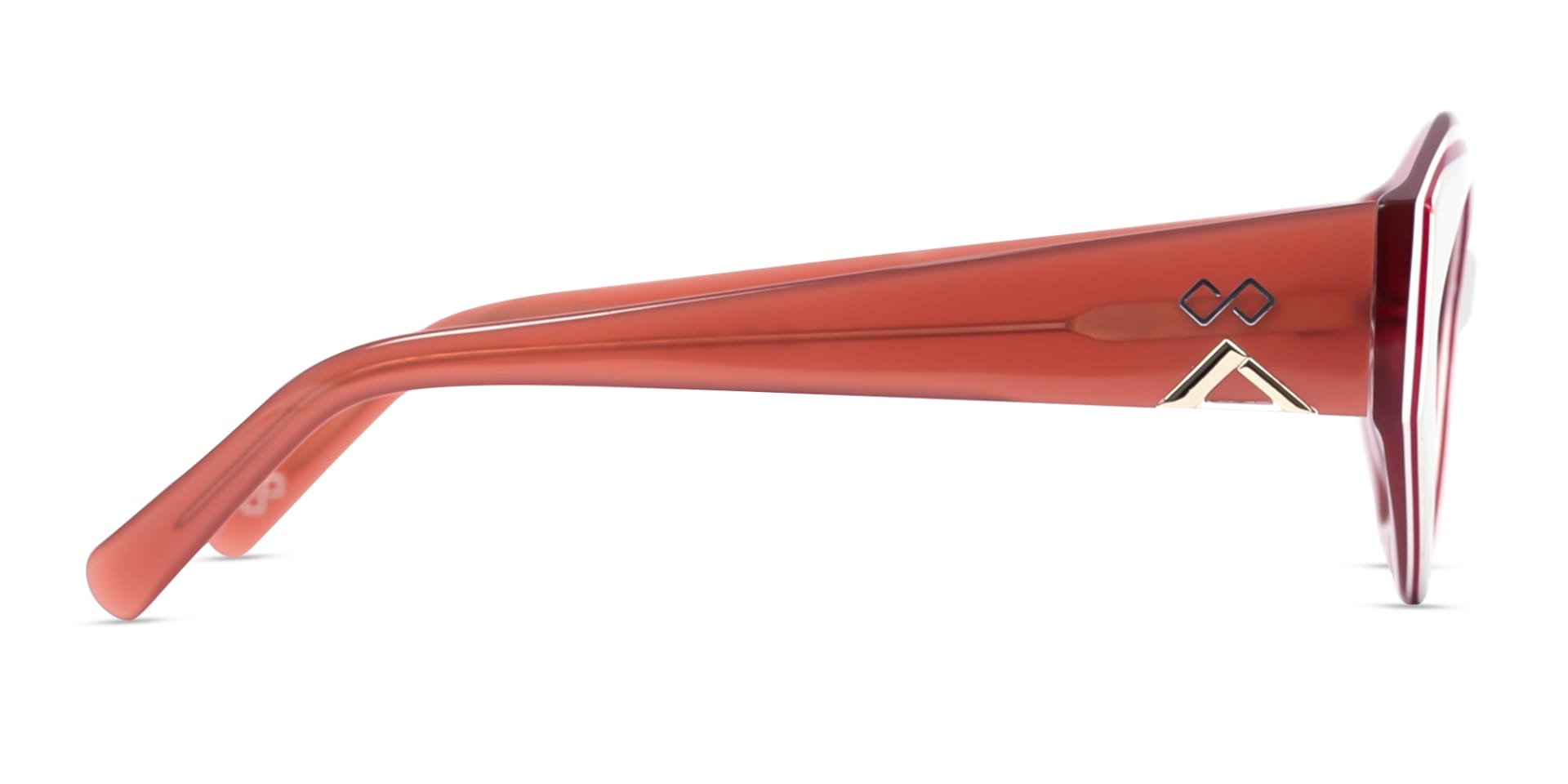 White & Rouge Pink Geometric Glasses