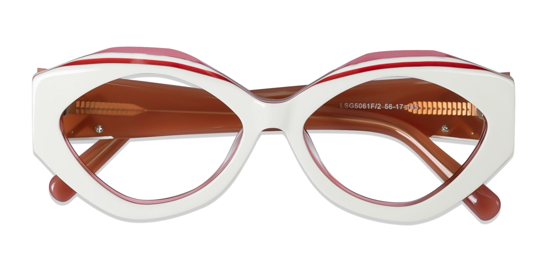 White & Rouge Pink Geometric Glasses
