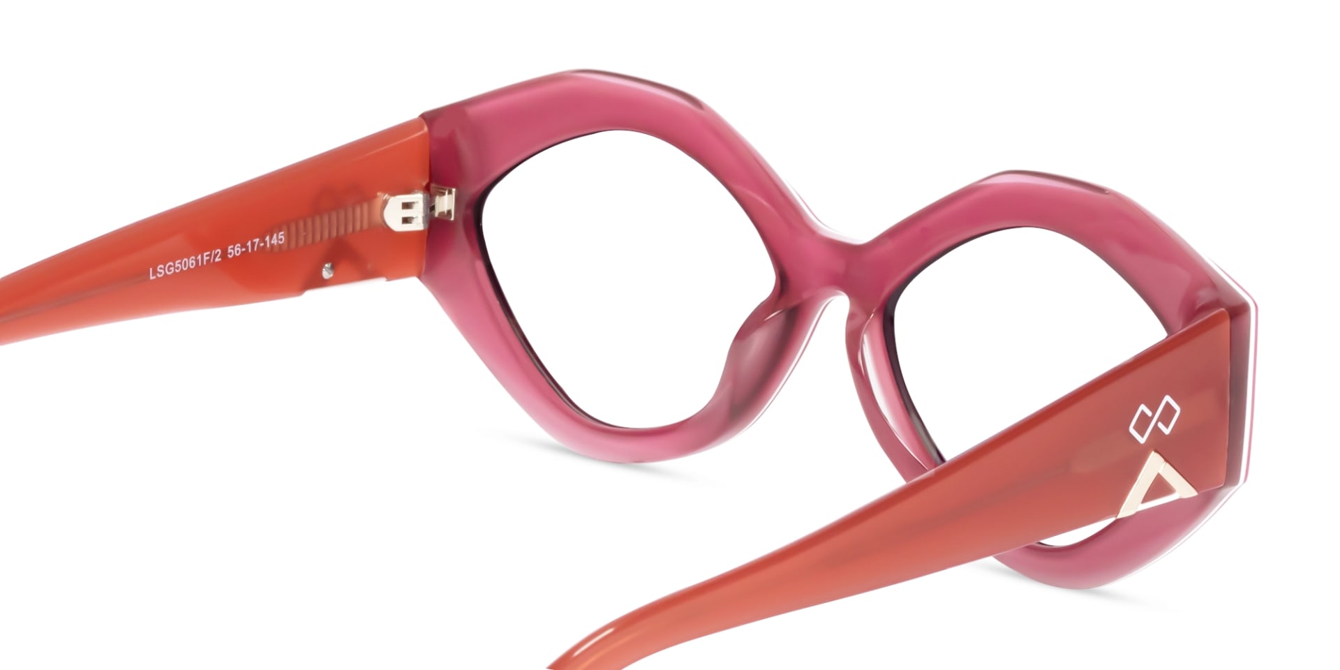 White & Rouge Pink Geometric Glasses